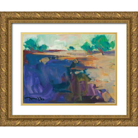 Abstract Landscape Gold Ornate Wood Framed Art Print with Double Matting by Trujillo, Jose