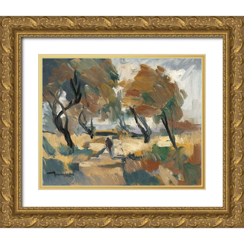 Early Walk   Gold Ornate Wood Framed Art Print with Double Matting by Trujillo, Jose