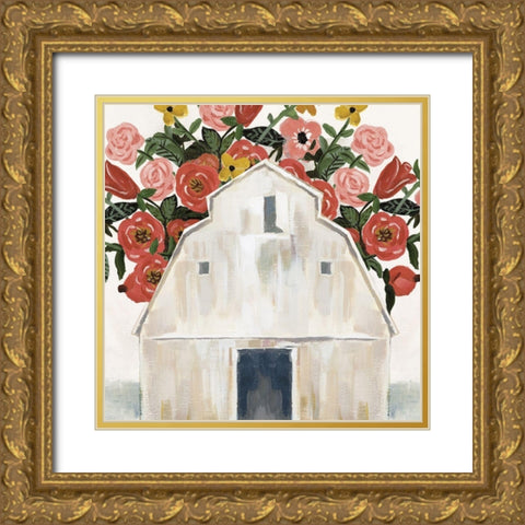 Floral Pop Ups Gold Ornate Wood Framed Art Print with Double Matting by White Ladder