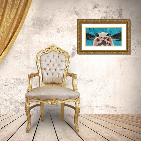 Curious Cow Gold Ornate Wood Framed Art Print with Double Matting by White Ladder