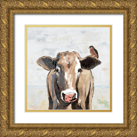 Quick Stop in the Pasture Gold Ornate Wood Framed Art Print with Double Matting by White Ladder