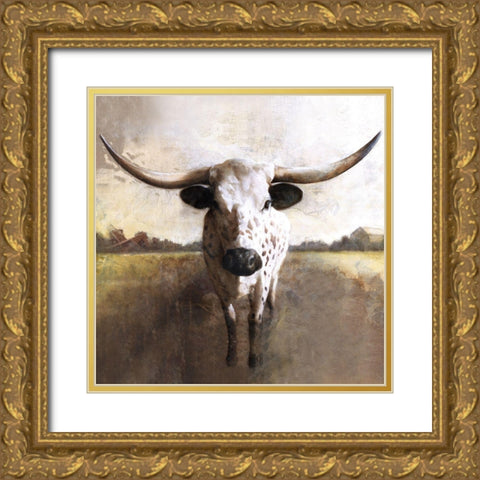 Spotted Cow Gold Ornate Wood Framed Art Print with Double Matting by White Ladder