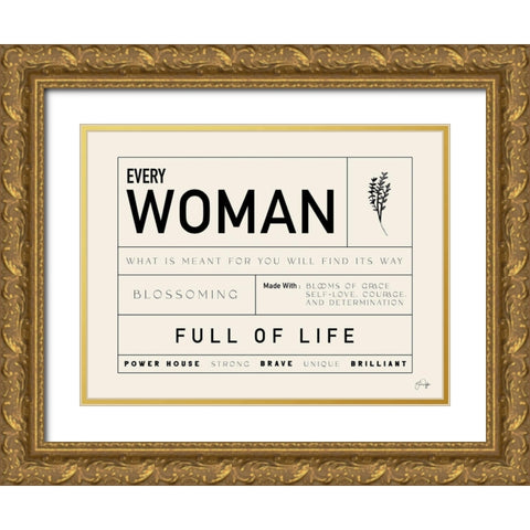 Full of Life Gold Ornate Wood Framed Art Print with Double Matting by Yass Naffas Designs