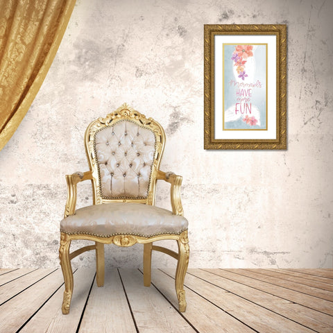 Mermaids Have More Fun Gold Ornate Wood Framed Art Print with Double Matting by Yass Naffas Designs