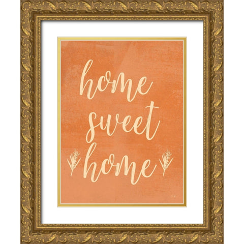 Home Sweet Home Gold Ornate Wood Framed Art Print with Double Matting by Yass Naffas Designs