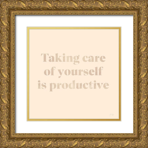 Taking Care of Yourself Gold Ornate Wood Framed Art Print with Double Matting by Yass Naffas Designs