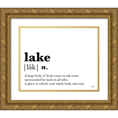Lake Definition Gold Ornate Wood Framed Art Print with Double Matting by Yass Naffas Designs