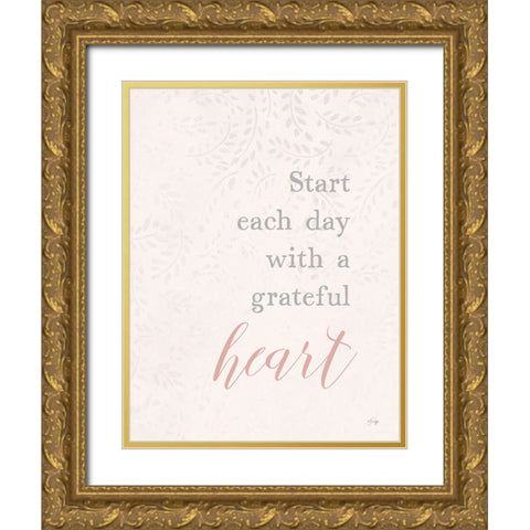 Grateful Heart Gold Ornate Wood Framed Art Print with Double Matting by Yass Naffas Designs
