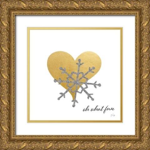Oh What Fun Gold Ornate Wood Framed Art Print with Double Matting by Yass Naffas Designs