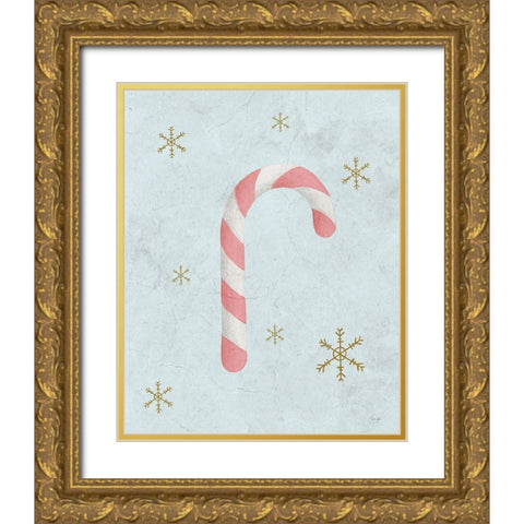 Candy Cane Love Gold Ornate Wood Framed Art Print with Double Matting by Yass Naffas Designs