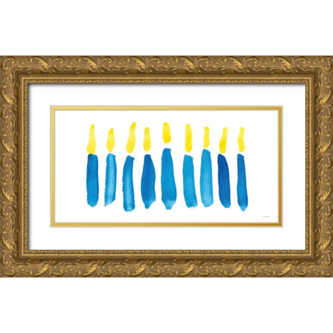 Abstract Hanukkah Lights Gold Ornate Wood Framed Art Print with Double Matting by Yass Naffas Designs