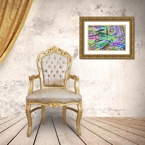 Abstract of multicolored paper clips Gold Ornate Wood Framed Art Print with Double Matting by Flaherty, Dennis