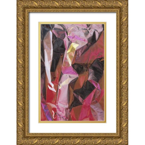Close-up of aluminum foil abstract Gold Ornate Wood Framed Art Print with Double Matting by Rotenberg, Nancy