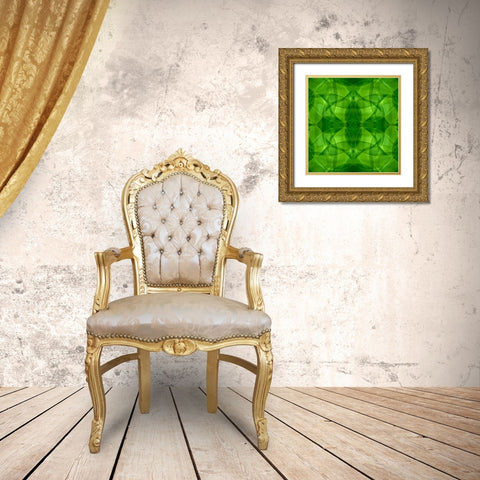 Green kaleidoscope abstract Gold Ornate Wood Framed Art Print with Double Matting by Jaynes Gallery