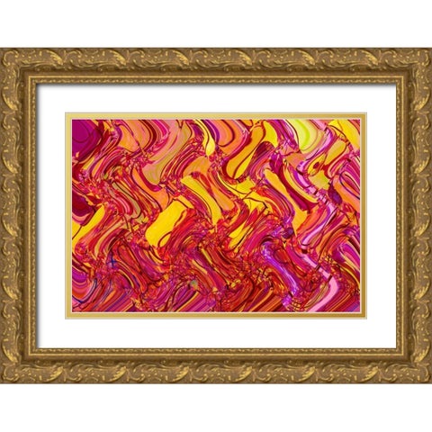 Red and Yellow Abstract Gold Ornate Wood Framed Art Print with Double Matting by Engelbrecht, Lisa S.