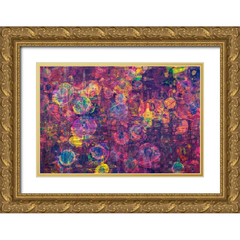 Abstract Purple Circles Gold Ornate Wood Framed Art Print with Double Matting by Engelbrecht, Lisa S.
