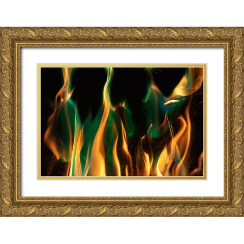 Colorful flames Gold Ornate Wood Framed Art Print with Double Matting by Herbig, David