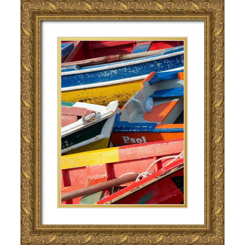 Harbor with traditional colorful fishing boats Town Ponta do Sol-Island Santo Antao-Cape Verde Gold Ornate Wood Framed Art Print with Double Matting by Zwick, Martin