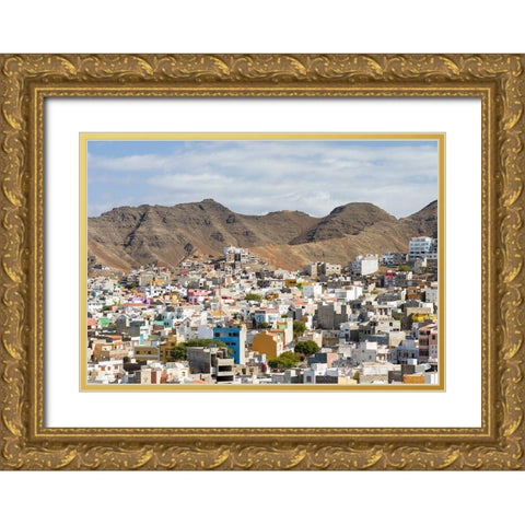 City view City Mindelo-a seaport on the island Sao Vicente-Cape Verde Africa Gold Ornate Wood Framed Art Print with Double Matting by Zwick, Martin