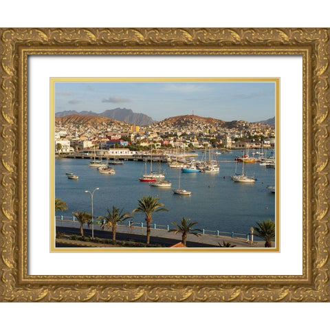 City Mindelo-a seaport on the island Sao Vicente-Cape Verde Africa Gold Ornate Wood Framed Art Print with Double Matting by Zwick, Martin