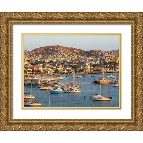 City Mindelo-a seaport on the island Sao Vicente-Cape Verde Africa Gold Ornate Wood Framed Art Print with Double Matting by Zwick, Martin