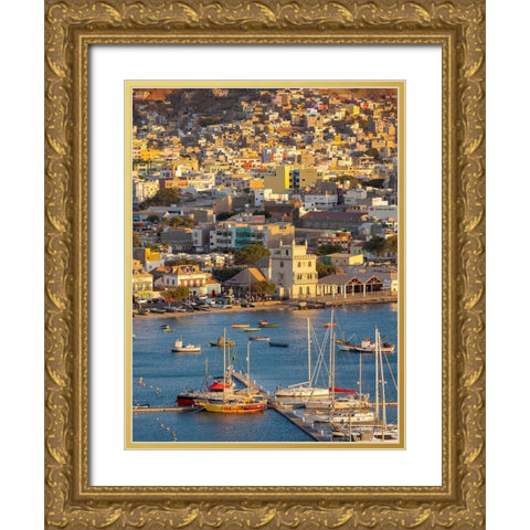 City Mindelo-a seaport on the island Sao Vicente-Cape Verde Africa Gold Ornate Wood Framed Art Print with Double Matting by Zwick, Martin