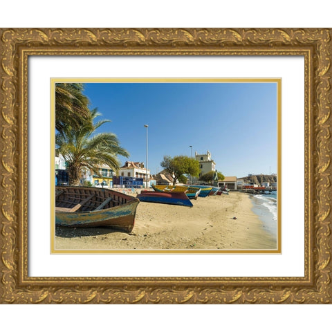 View of Marina and Porto Grande City Mindelo-a seaport on the island Sao Vicente-Cape Verde Africa Gold Ornate Wood Framed Art Print with Double Matting by Zwick, Martin