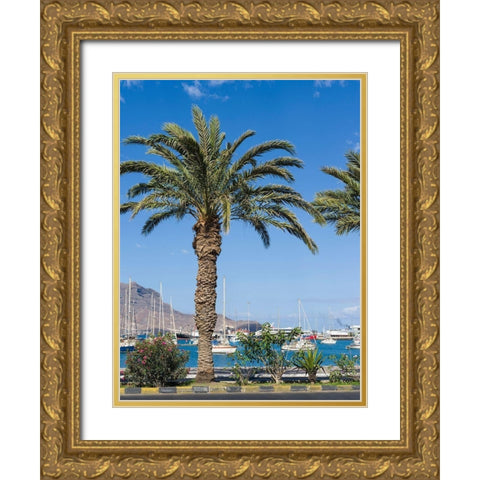 View of Marina and Porto Grande City Mindelo-a seaport on the island Sao Vicente-Cape Verde Africa Gold Ornate Wood Framed Art Print with Double Matting by Zwick, Martin