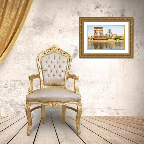 Upper Egypt-Aswan between the two dams-Philae Temple of Isis-Trajans Kiosk-aka The Hypaethral Temple Gold Ornate Wood Framed Art Print with Double Matting by Jones, Alison