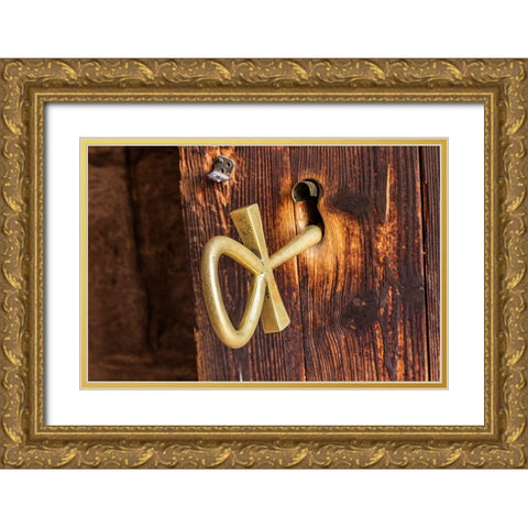 Africa-Egypt-Abu Simbel A key to a temple door in the shape of an Ankh Gold Ornate Wood Framed Art Print with Double Matting by Wilson, Emily