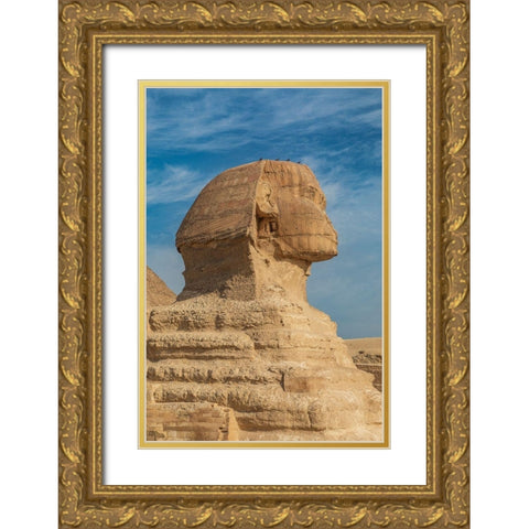 Africa-Egypt-Cairo Giza plateau Great Sphinx of Giza in front of the Great Pyramid of Giza Gold Ornate Wood Framed Art Print with Double Matting by Wilson, Emily