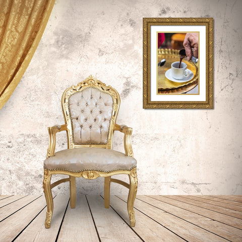 Africa-Egypt-Cairo Egyptian coffee being served traditionally at a coffee shop in Cairo Gold Ornate Wood Framed Art Print with Double Matting by Wilson, Emily