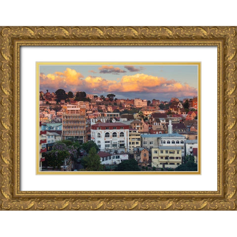 Madagascar-Antananarivo Sunset over the city Gold Ornate Wood Framed Art Print with Double Matting by Hogstrom, Inger
