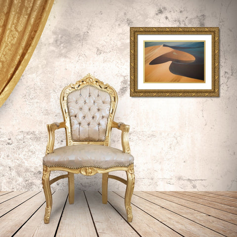 Namibia, Soussevlei, Great Red Sand Dunes aerial Gold Ornate Wood Framed Art Print with Double Matting by Anon, Ellen