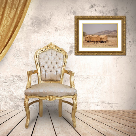 Namibia, Opuwo Storage huts in a Himba village Gold Ornate Wood Framed Art Print with Double Matting by Kaveney, Wendy
