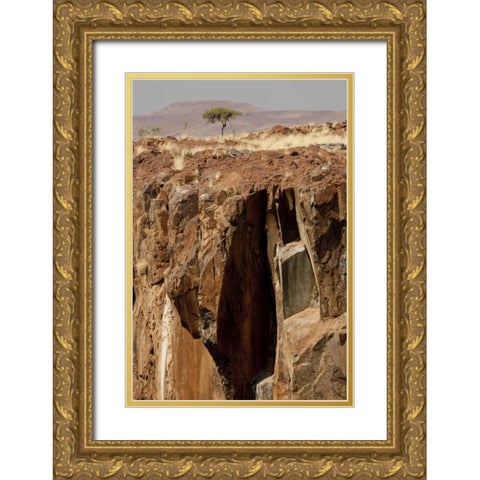 Namibia, Palmwag Conservancy View of Uab Canyon Gold Ornate Wood Framed Art Print with Double Matting by Kaveney, Wendy