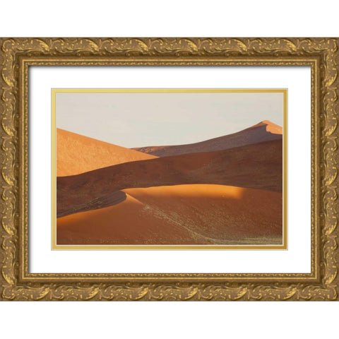 Namibia, Sossusvlei Sunrise over the sand dunes Gold Ornate Wood Framed Art Print with Double Matting by Kaveney, Wendy