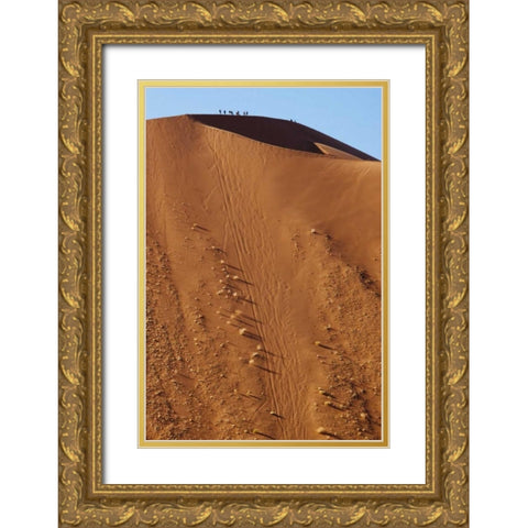 Namibia, Sossusvlei People atop a sand dune Gold Ornate Wood Framed Art Print with Double Matting by Kaveney, Wendy