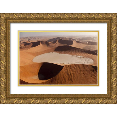 Namibia, Namib Desert Patterns on sand dunes Gold Ornate Wood Framed Art Print with Double Matting by Kaveney, Wendy