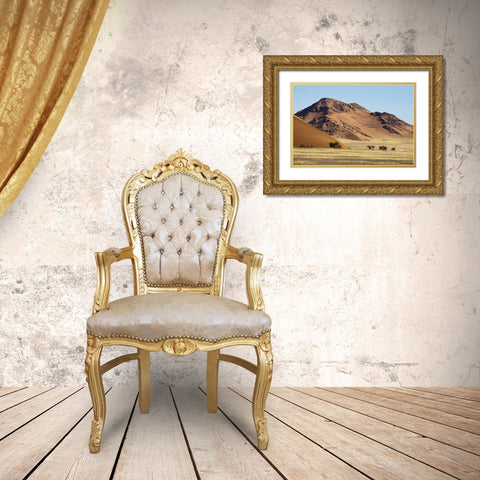 Namibia, Sossusvlei Sand dune and mountain Gold Ornate Wood Framed Art Print with Double Matting by Kaveney, Wendy