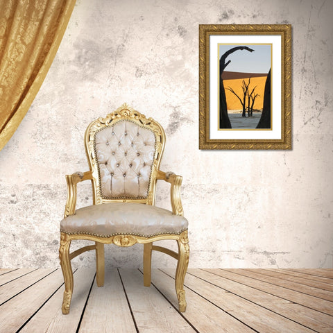 Trees and dunes, Dead Vlei, Sossusvlei, Namibia Gold Ornate Wood Framed Art Print with Double Matting by Kaveney, Wendy