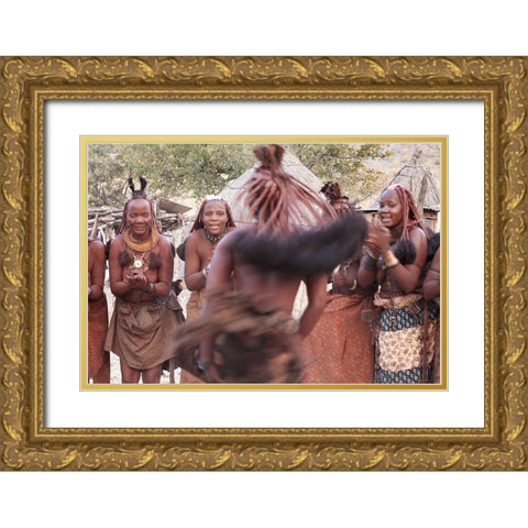 Namibia, Opuwo Himba woman during a dance Gold Ornate Wood Framed Art Print with Double Matting by Kaveney, Wendy