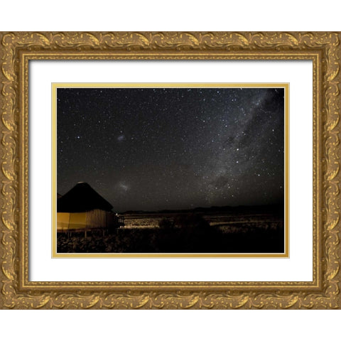 Namibia, Namib-Naukluft Park, Milky Way over Hut Gold Ornate Wood Framed Art Print with Double Matting by Kaveney, Wendy