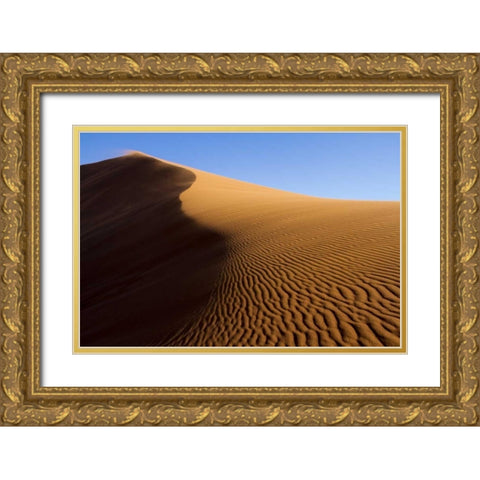 Namibia, Namib-Naukluft NP Blowing sand on dune Gold Ornate Wood Framed Art Print with Double Matting by Young, Bill