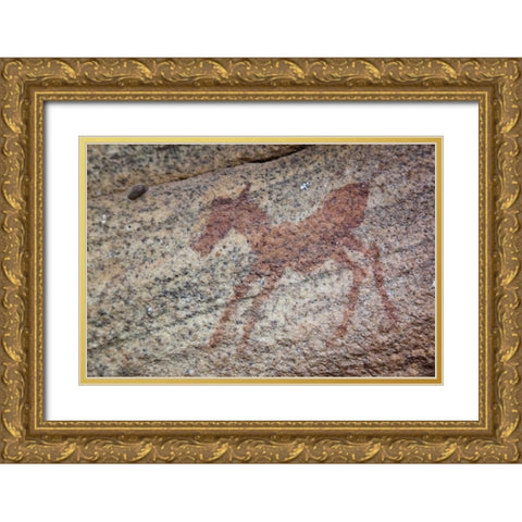 Rock art of zebra, Sevilla Trail, South Africa Gold Ornate Wood Framed Art Print with Double Matting by Kaveney, Wendy