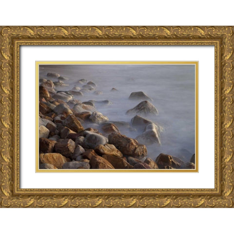 Llandudno Beach at sunset, South Africa Gold Ornate Wood Framed Art Print with Double Matting by Young, Bill
