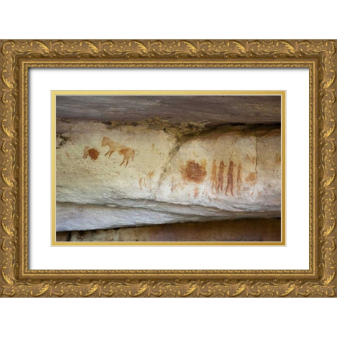 South Africa, Sevilla Rock Art Trail Rock art Gold Ornate Wood Framed Art Print with Double Matting by Kaveney, Wendy