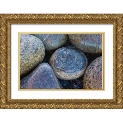 South Buckballbaai Cluster of rounded rocks Gold Ornate Wood Framed Art Print with Double Matting by Young, Bill