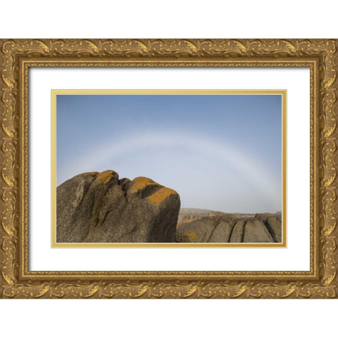 South Boulderbaai Rock resembles Human head Gold Ornate Wood Framed Art Print with Double Matting by Young, Bill