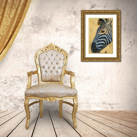 Africa, South Africa Profile of zebra Gold Ornate Wood Framed Art Print with Double Matting by Lord, Fred